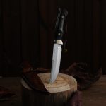 Evening Breeze DC53 Fixed Blade Knife – EDC Knife with Ebony Handle & Sheath - Image 4