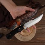 Evening Breeze DC53 Fixed Blade Knife – EDC Knife with Ebony Handle & Sheath