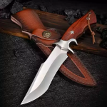 M390 TimberEdge Fixed Blade Knife – Hand-Carved Leather Sheath | Premium Ebony Handle EDC Knife