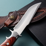 M390 TimberEdge Fixed Blade Knife – Hand-Carved Leather Sheath | Premium Ebony Handle EDC Knife - Image 4