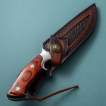 M390 TimberEdge Fixed Blade Knife – Hand-Carved Leather Sheath | Premium Ebony Handle EDC Knife - Image 5